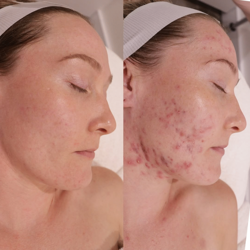 Clearer, balanced skin after acne facial treatment at Facial SPA in Hummelstown.