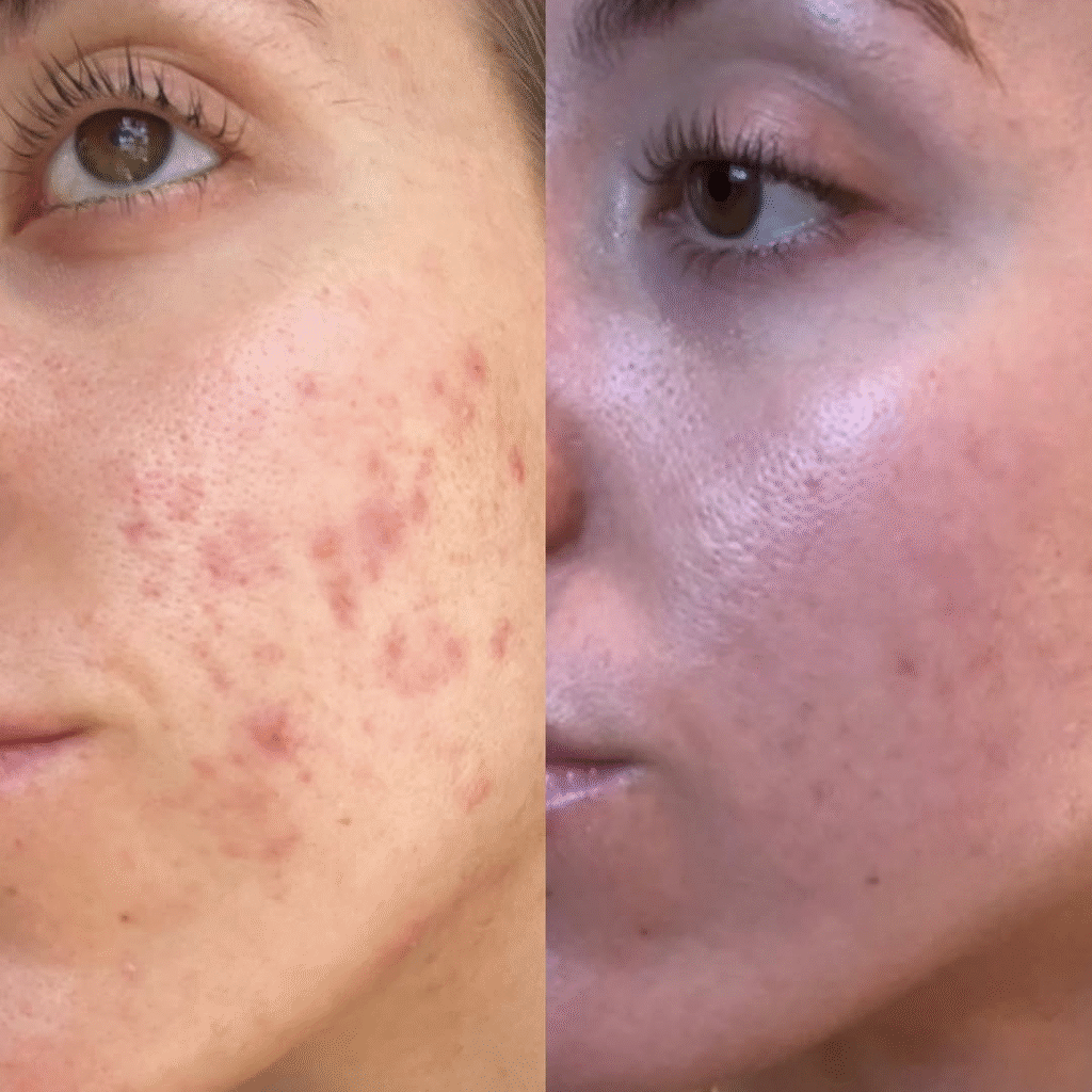 Acne facial results at Facial SPA in Hummelstown reducing scars and calming breakouts.